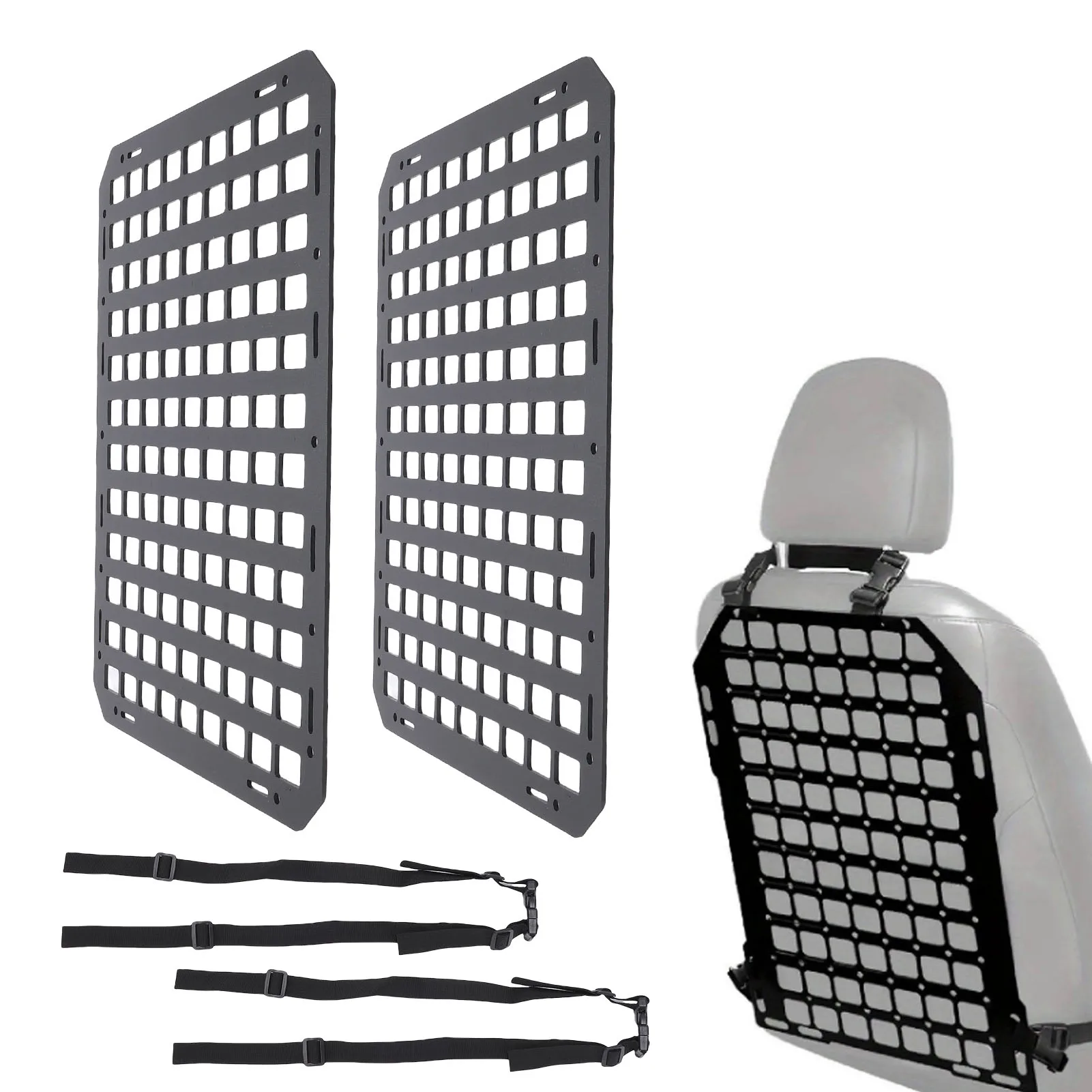 Car Seat Back Organizer Molle Panels Gear Holder Seat Back Mount Rack Modular Storage Plate Universal for SUVs Trucks Pickups