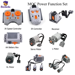 6PCS MOC Power Function Set L Motor 88003 Servo Motor 88004 AA Battery Box 8881 IR Speed Remote Control Receiver Building Blocks