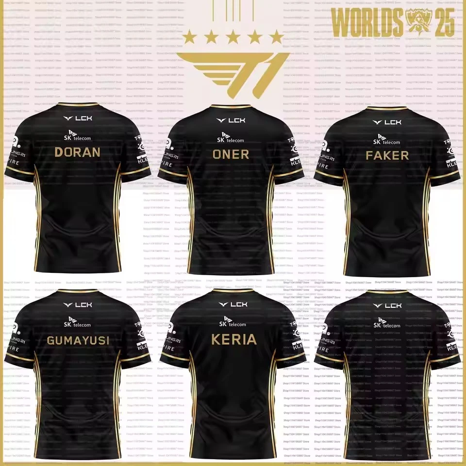 2025 League Of Legends World Finals Jersey SKT T1 T Shirt LOL Games Esports Team Uniform T-shirt Faker Keria Fan Support  Tops