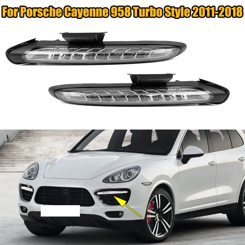 For Porsche Cayenne 958 Turbo Style 2011-2018 LED DRL Daytime Running Light Fog Lamp Turn Signal Light 95863118110 95863118210