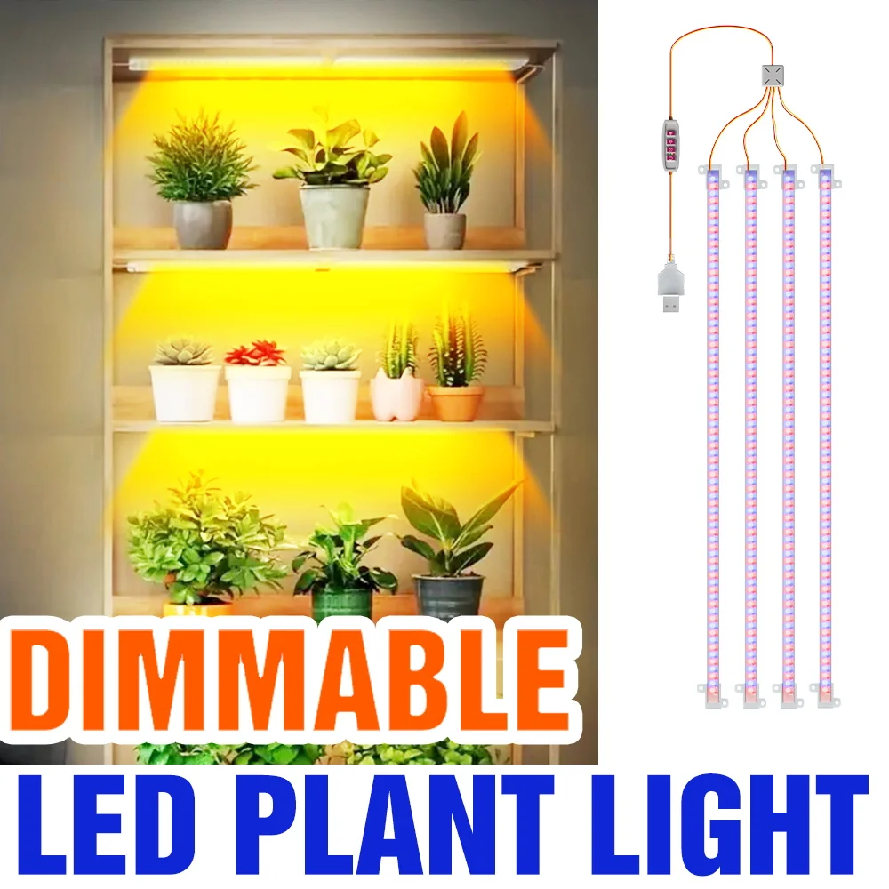 

5V Full Spectrum Grow Light Strip LED Plants Fill Lamp USB Potted Fruit Vegs Seeding Cultivation Lighting With 24 Hour Timing