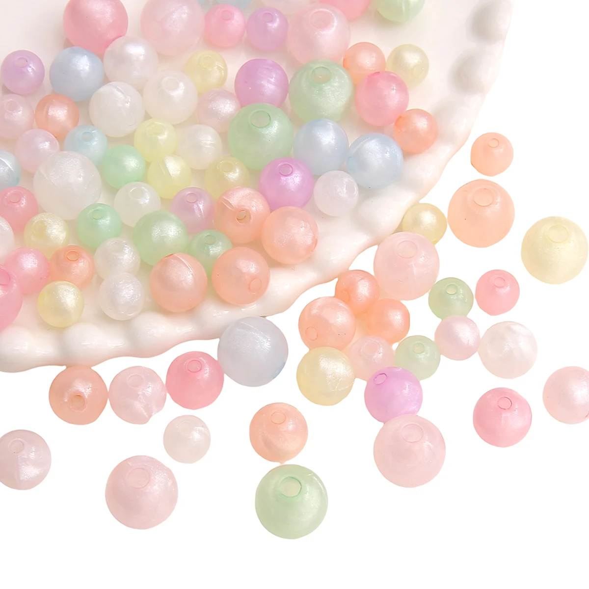 8/10/12mm Acrylic Luminous White Flowing Sand Round Beads Unique Scattered Beads Handmade DIY Jewelry Bracelets Earrings Accesso
