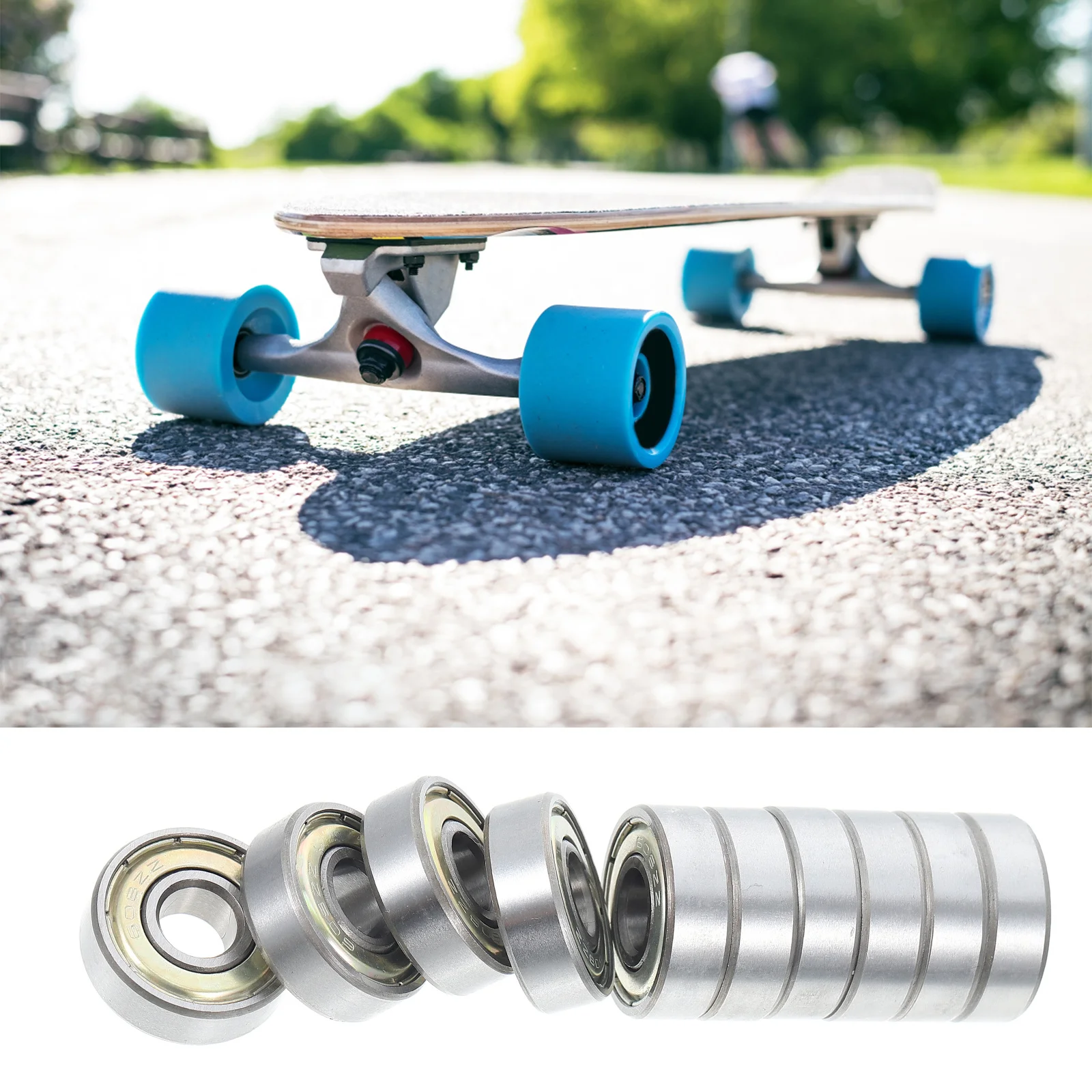 10 قطعة محامل لوح التزلج من الفولاذ الكربوني 608Zz مختومة عالية التحميل الأسطوانة التزلج Longboard سكوتر محامل العجلات هادئة