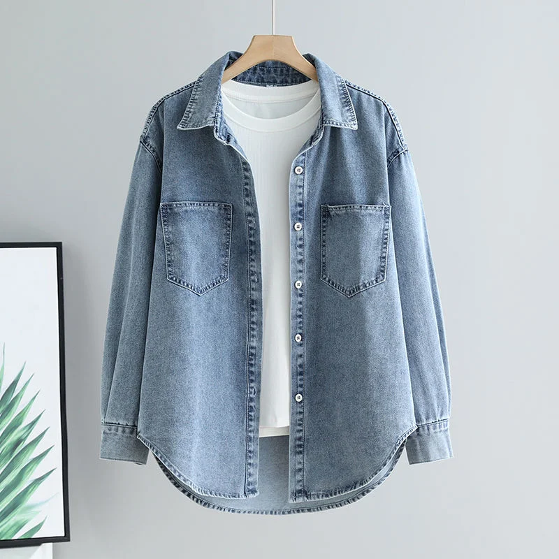 قميص دينيم سترة المرأة الجديدة ريترو جوكر كاوبوي معطف ربيع الخريف مكدسة مع الجينز بأكمام طويلة أبلى ملابس السيدات عادية