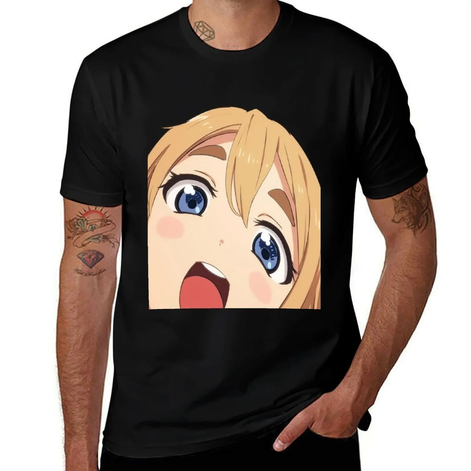 

Close-up Mugi - K-On! T-Shirt Vintage Print Crew Neck Tee