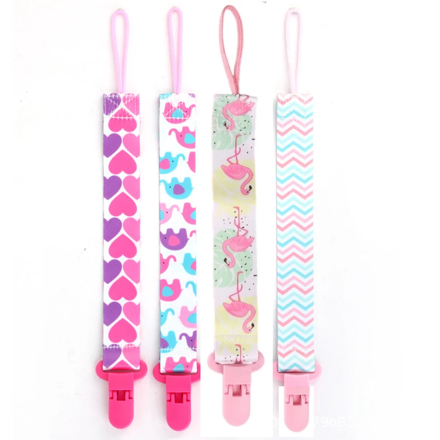 4pcs/set Newborn pacifier chain clip Double-sided printed pacifier Belt Pacifier holder Infant feeding