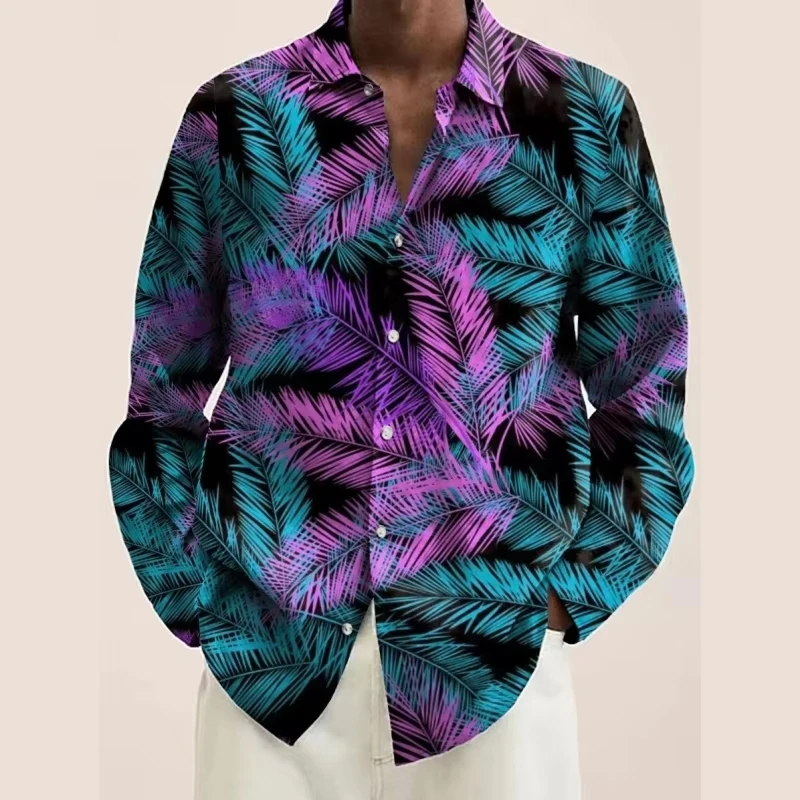 Fashion 3d Floral Shirts For Men Printed Lapel Long Sleeved Shirts Cool Graphs Street Vintage Casual Slim Men Clothes Tops