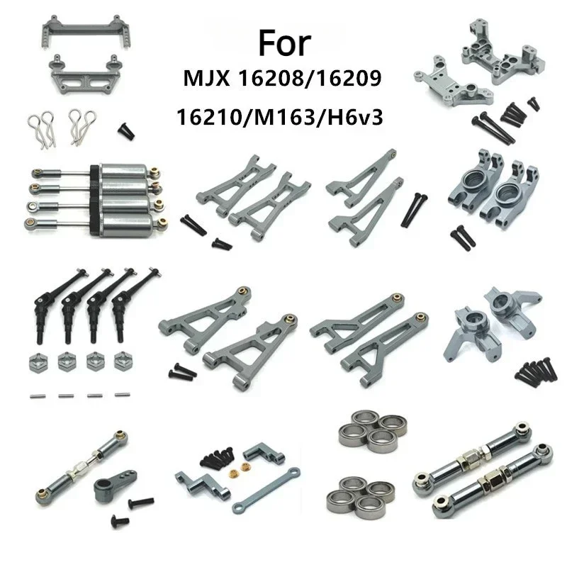 

RC Car Parts Metal Upgrade Modification Kit for MJX 1/16 16208 09 16210 H6V3 M163 Tie Rod Swing Arm Steering Cup Shock Absorber