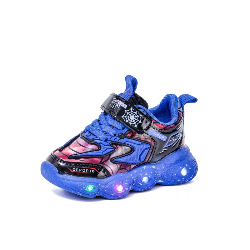 Scarpe leggere a LED per bambini Disney Fashion Aoger Spiderman Boys Sneakers ragazze Cartoon scarpe Casual scarpe sportive per bambini antiscivolo