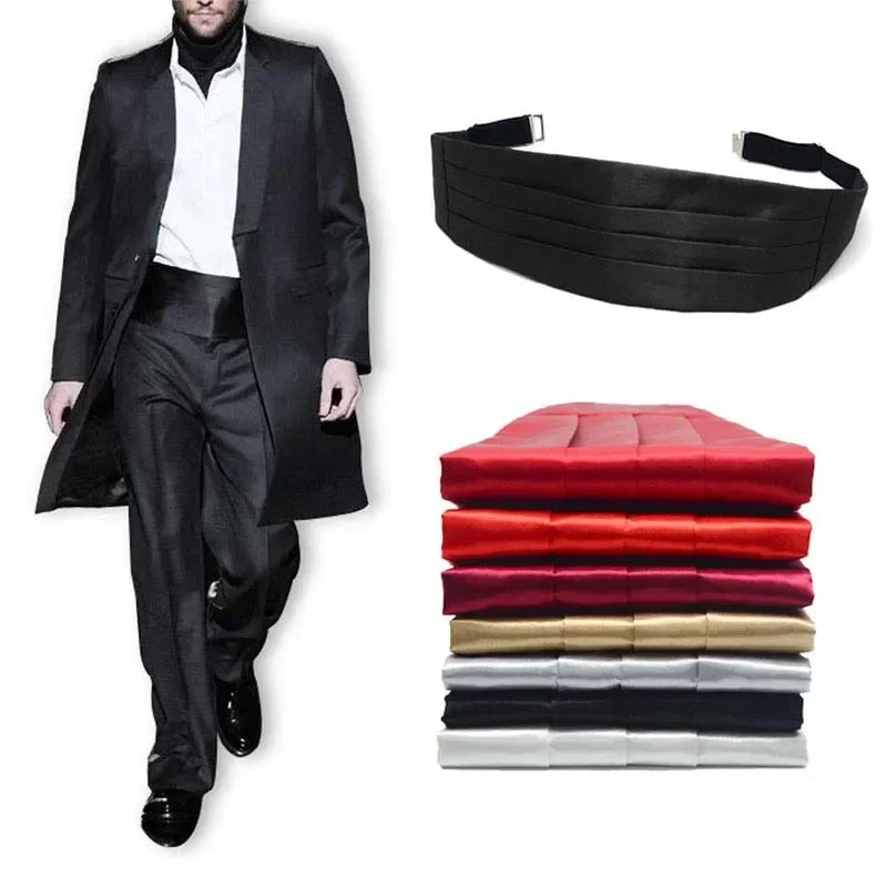 Necktie Plain Bow Tie Black Smart Prom Solid Satin Cummerbund Fancy Men's Wedding Party  Adjustable Formal without bowtie