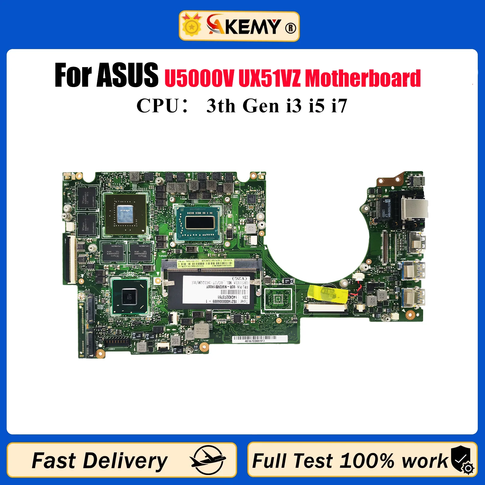 

UX51VZ Материнская плата для ноутбука ASUS ZenBook UX51V U5000V UX51VZ Материнская плата для ноутбука с процессором i3 i5 i7 100% тестирование ОК быстрая доставка