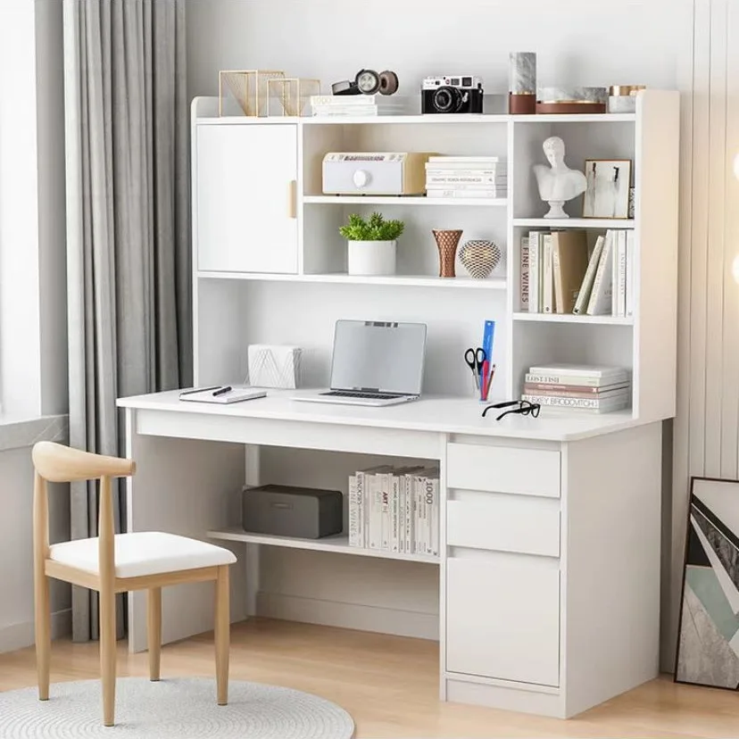 

Компьютерный стол для дома, простой офисный стол для учебы, встроенный книжный шкаф, письменный стол для спальни, студенческий письменный стол.