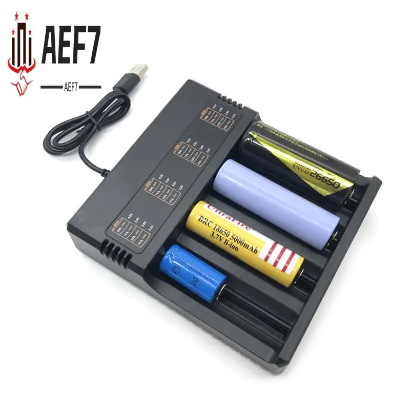 

AEF7-1 шт. Smart 18650 Зарядное устройство Универсальное зарядное устройство USB для аккумулятора Умное зарядное устройство 4 слота для аккумуляторной батареи