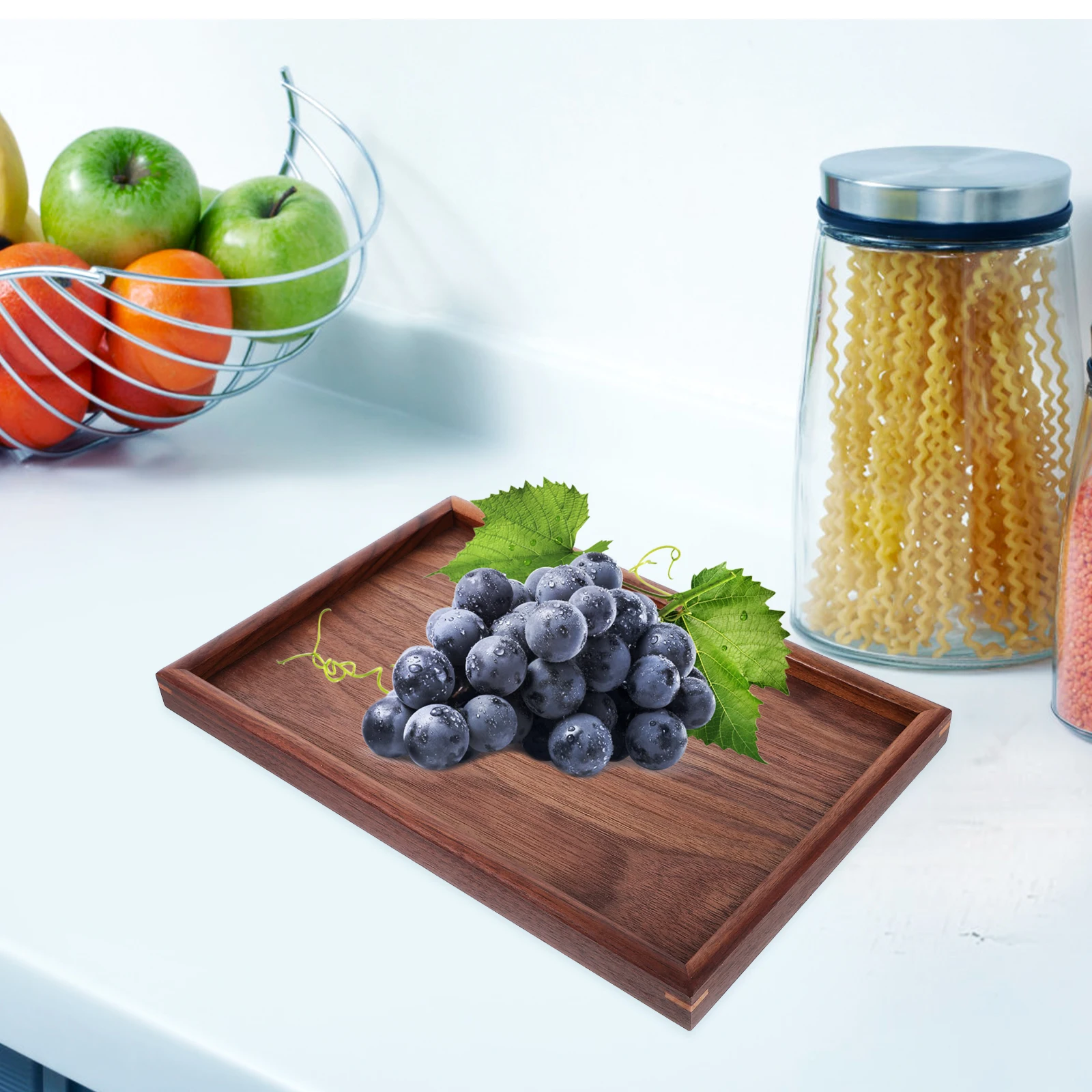 

Black Walnut Wood Tray Bathroom Vanity Rectangular Storage Towel Holder Soap Plate Hotel Daily Use Toiletries Organizer