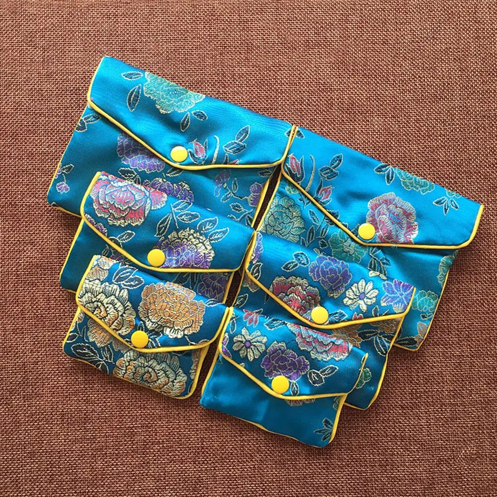 Bracelace Gifts Silk Embroidery Coin Purse Zipper Chinese Brocade Buckle Handmade Handbags Wallet Jewelery Bag Jewelery Storage