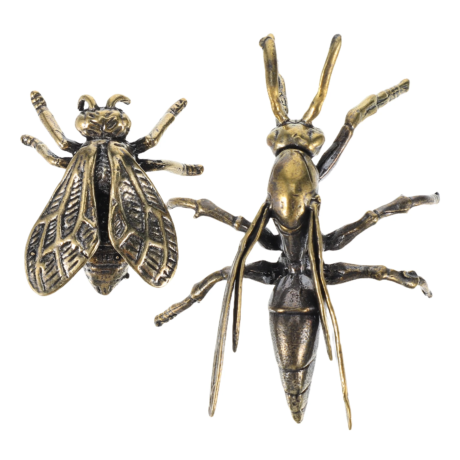 

2 Pcs Bee Decoration Modeling Ornament Craft Statue Adornment Bees Figurine for Home Party Decorations Copper