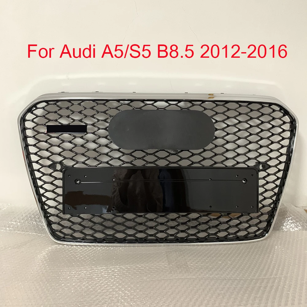 

For RS5 Style Front Sport Hex Mesh Honeycomb Hood Grill Chrome Frame Black Grill for Audi A5/S5 B8.5 2012 2013 2014 2015 2016