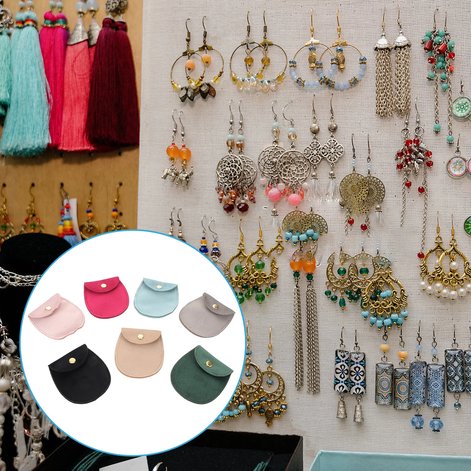 

7 шт., сумки для хранения ювелирных изделий, мягкие складной дорожный органайзер с клапаном, сумки для колец, часов, браслетов, портативная сумка для ювелирных изделий для женщин