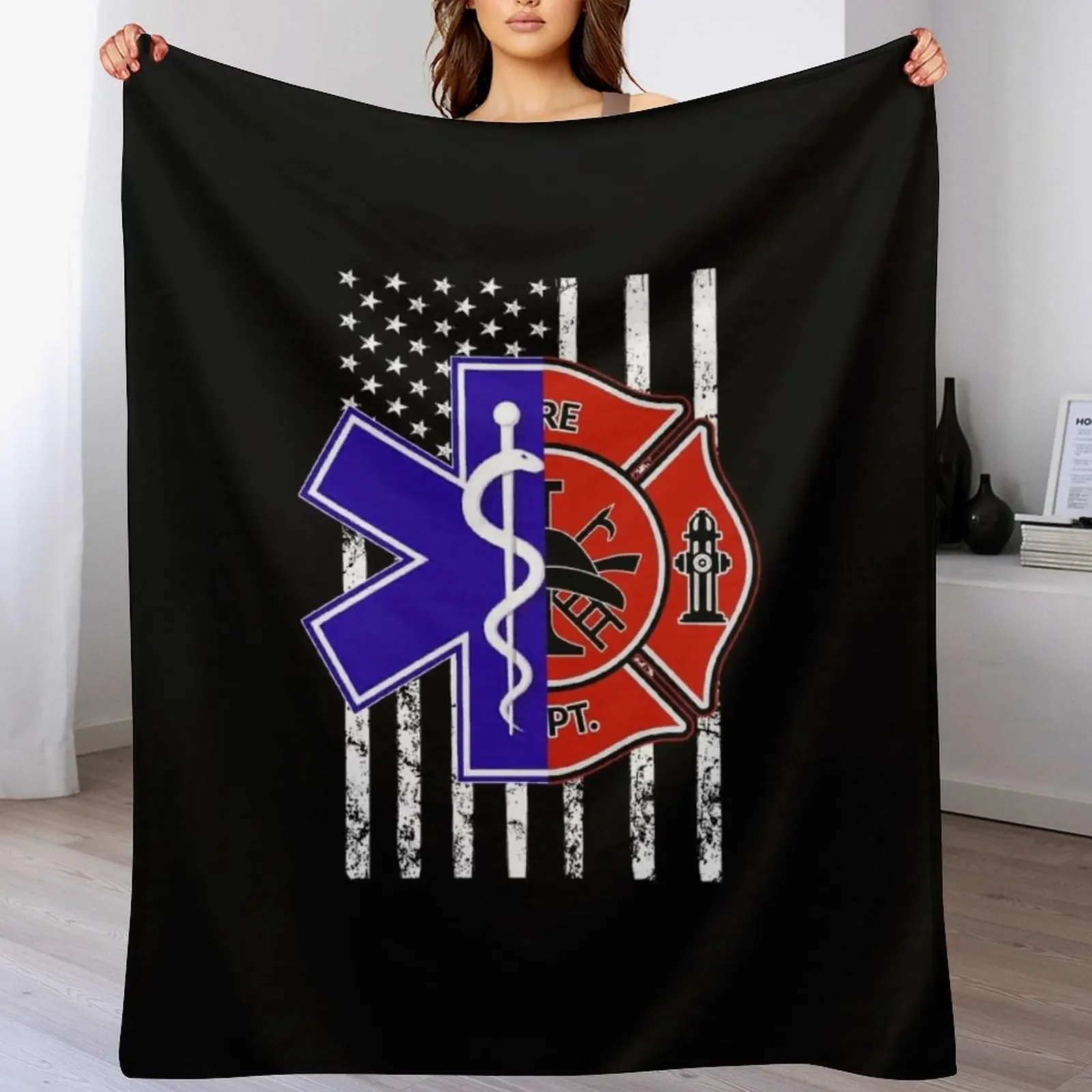 

EMT Firefighter Throw Blanket Tourist For Baby Decorative Sofas Extra Large Throw Blankets
