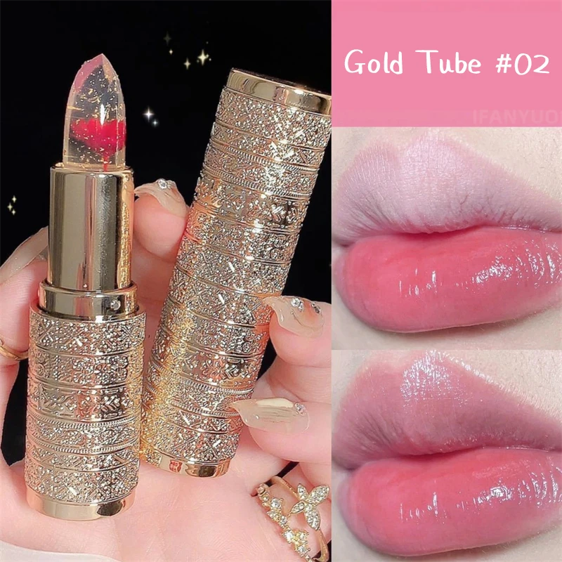 Temperaturfarbwechselnder Blumen-Lippenstift Feuchtigkeitsspendender Kristall-Lippenbalsam Wasserfester Langanhaltender Jelly-Lippenstift Lippenpflege Make-up – Detail 13