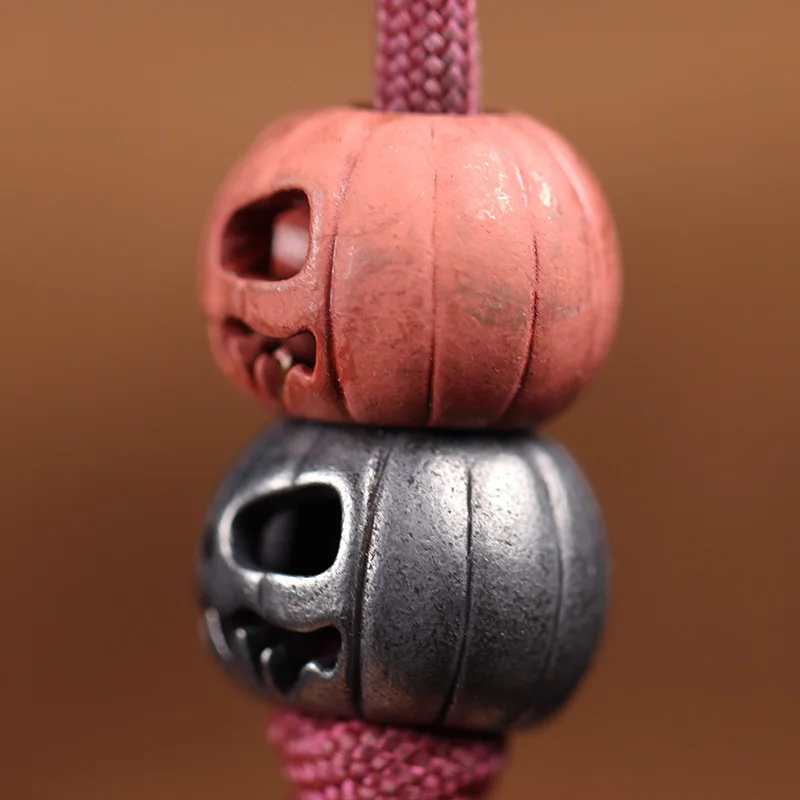 Halloween Pumpkin Skull Face Lantern EDC Brass Knife Beads DIY Woven Paracord Lanyard Pendants Outdoor Tool Hangings Accessories