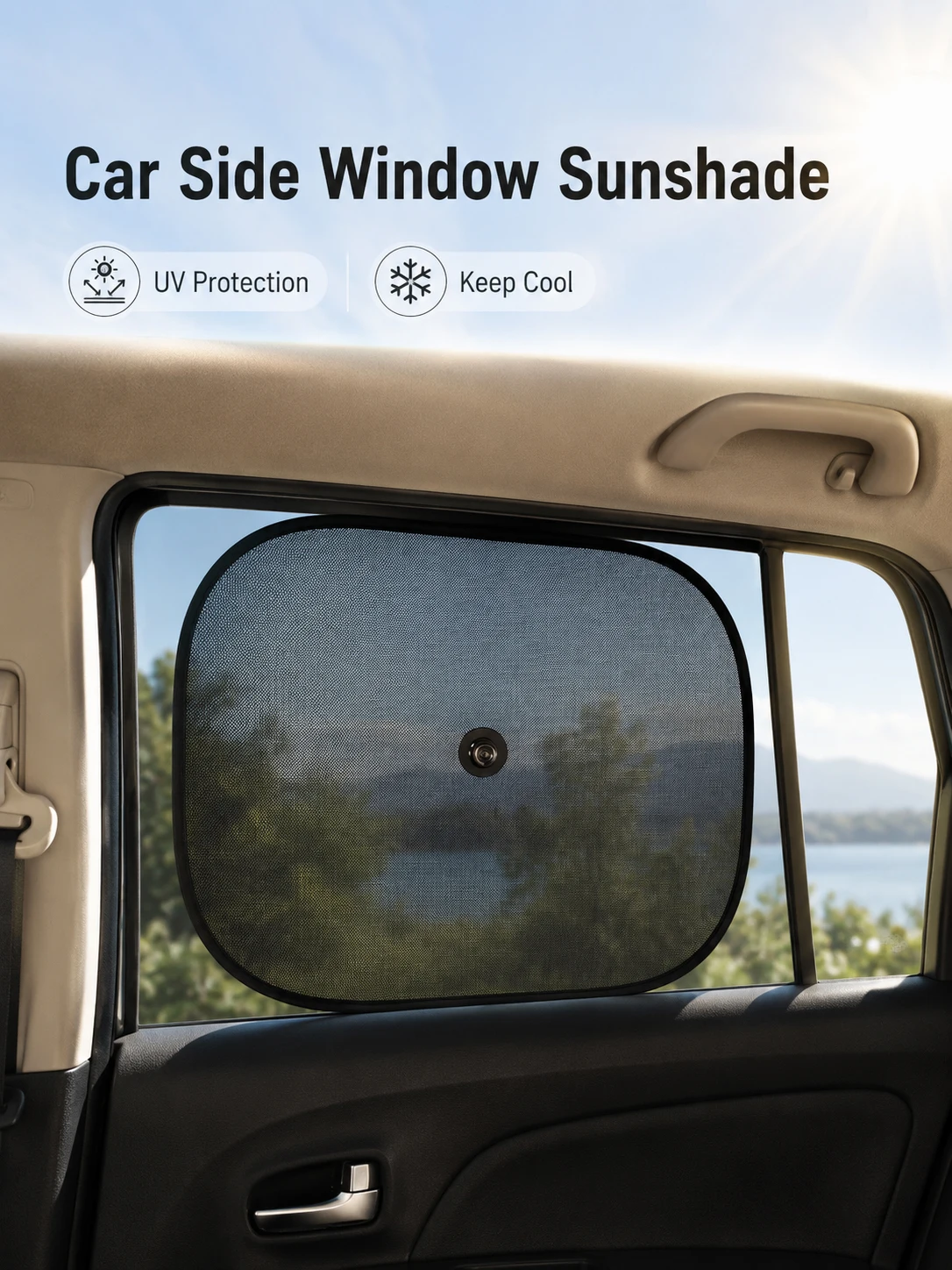 

Universal Car Side Window Sunshade Suction Cup Mesh Curtain UV Protection Heat Insulation