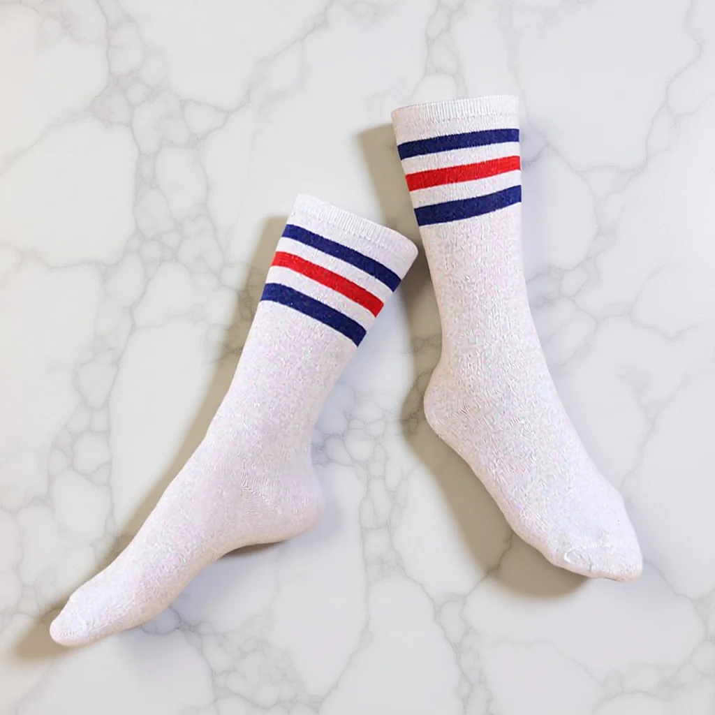 

Long Socks for Sport 3 Bars Knee Stockings Breathable Sweat Absorption Size S White Cotton Socks Knee High Stockings