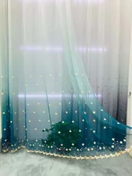 Blue Gradient Gem Gauze Curtain Curtains for Living Dining Room Bedroom