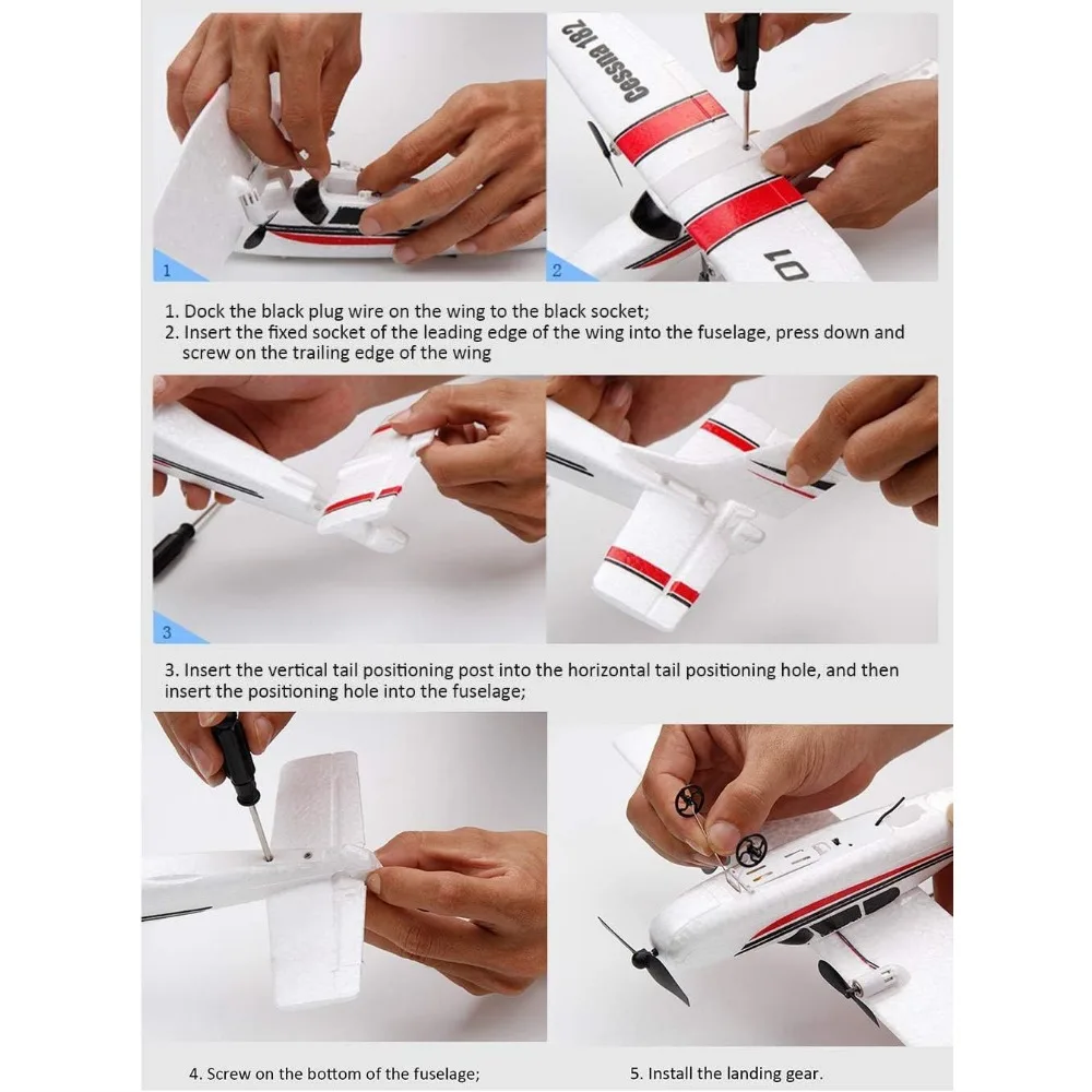 Ready-to-Fly 2.4GHz 2-Channel Remote Control Airplane, DIY Durable EPP Foam Airplane with Built-in 3-Axis Gyro System