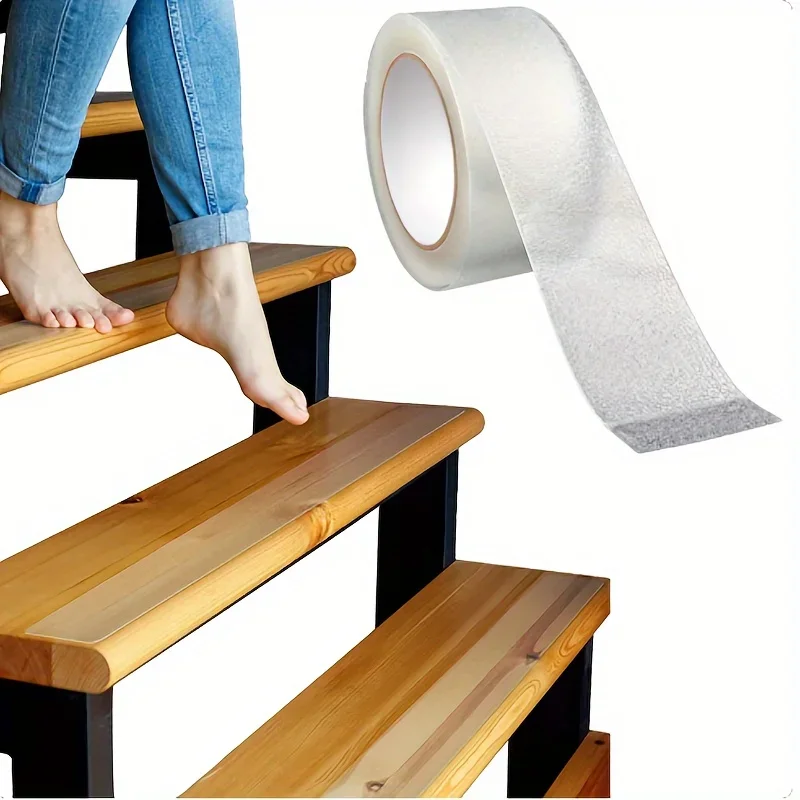 196.85inch Clear Anti-Slip Tape - Waterproof, Soft PEVA Grip for Enhanced Safety on Stairs, Boats, & Showers - Invisible