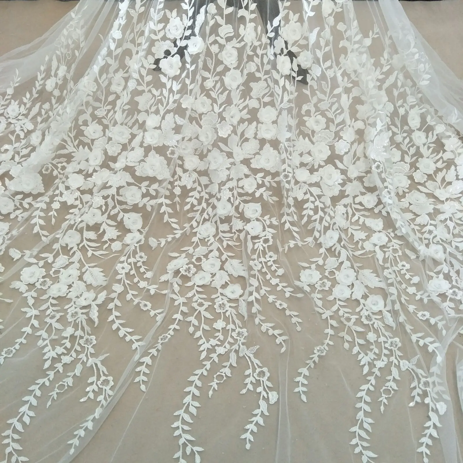 flower lace fabric bridal lace fabric 130cm width ivory wedding dress lace fabric sell by yard