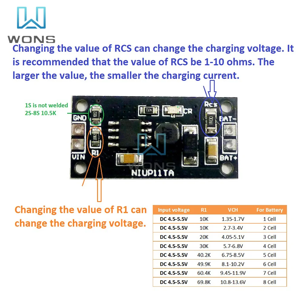 NIUP11TA 1S 2S 3S 4S 5S 6S 7S 8S NiMH NiCd Battery Charger Dedicated Module Board 1.2V 2.4V 3.6V 4.8V 6V 7.2V 8.4V 9.6V