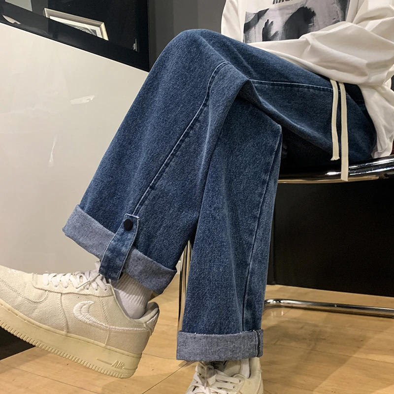 

Мужские рабочие джинсы Deep Blue, летние тонкие, в американском ретро-стиле, свободные, прямого кроя, модные широкие брюки для молодежи