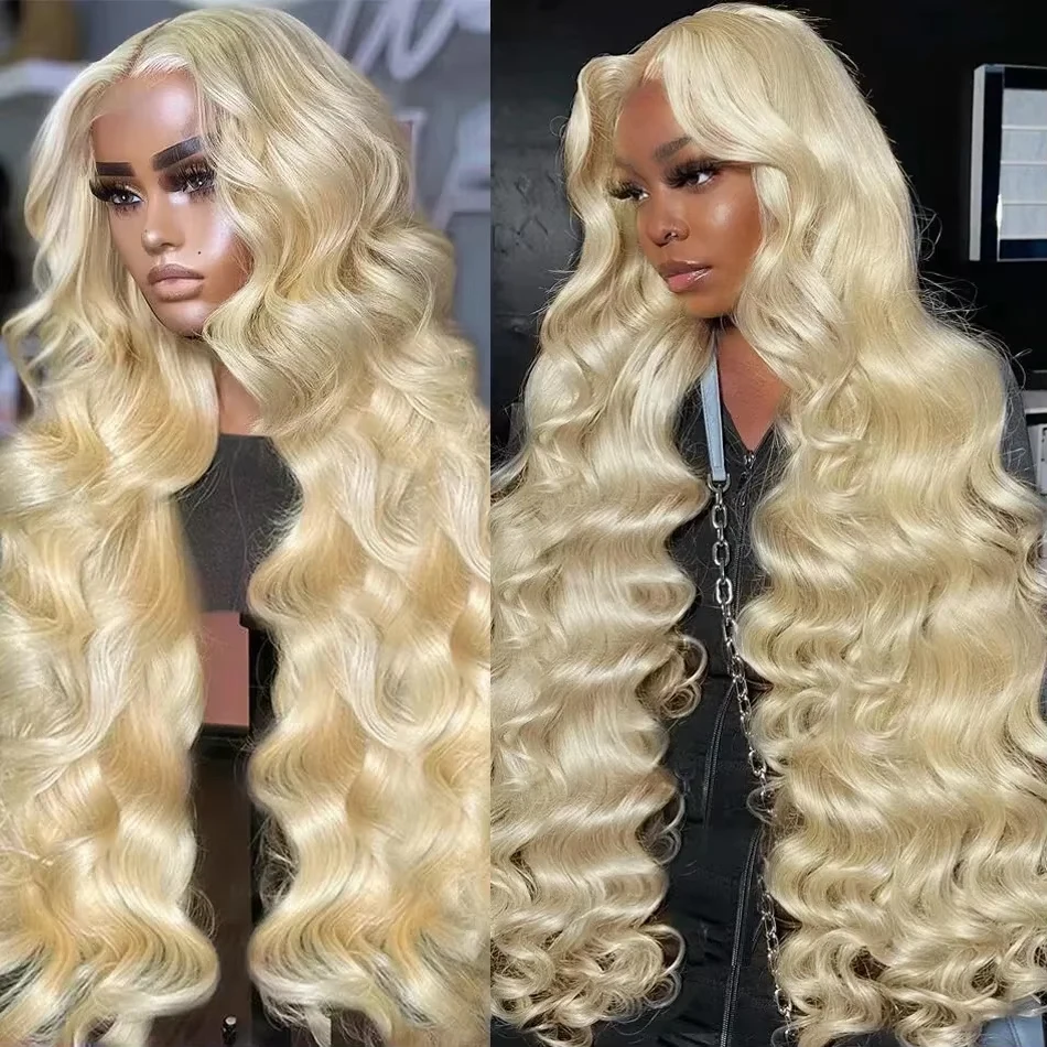 

613 Blonde Body Wave Transparent 13x4 Lace Frontal Human Hair Wigs Brazilian Remy 180% Water Wave Lace Front Wigs For Women