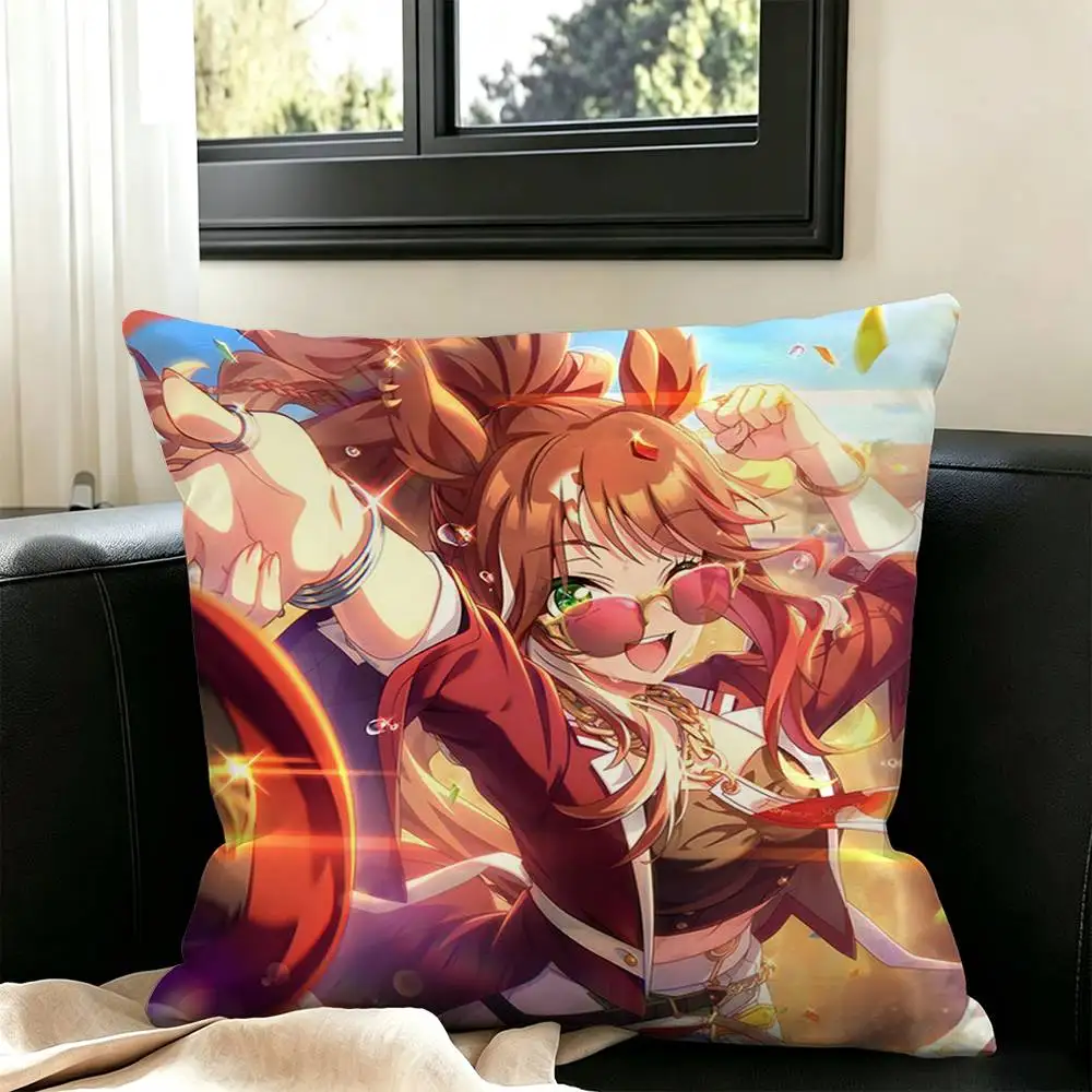 Forever young Umamusum  Square Double-Sided printed Pillow Case Bedroom Bedside Pillow Sofa Cushion Cover