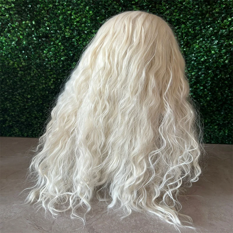 Soft Preplucked Ash Blonde White 26Inch 180 Density Straight Lace Front Wig Synthetic With Baby Hair Glueless Daily Wear Wigs