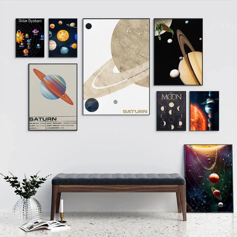 

Nine Planets In The Solar System Vintage Posters Sticky Whitepaper Prints Posters Artwork Posters Wall Stickers