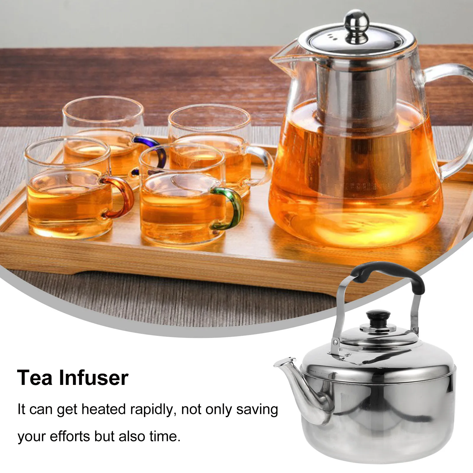 

Stainless Steel Large Capacity Sounding Kettle Whistle Alarm Tea Coffee Water Heating Pot Gas Stove Kitchen Teakettle 6L