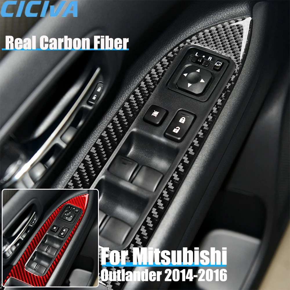 

Настоящее углеродное волокно, автомобильные аксессуары, панель подъема двери, окна, декоративная крышка, мягкая наклейка для Mitsubishi Outlander 2014 2015 2016