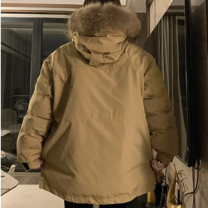 2023 New Winter Autumn Fashion Women Duck Down Jacket Loose Vintage Parka Outerwear Fox Fur Collar Ladies Puffer Coat Female