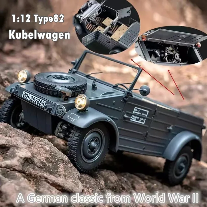 Fms Rc Car 1:12 Type82 Kubelwagen Electric Model Metalowy napęd na cztery koła Zmienna prędkość Retro Pojazd Wwii Dzieci Zabawki dla dorosłych