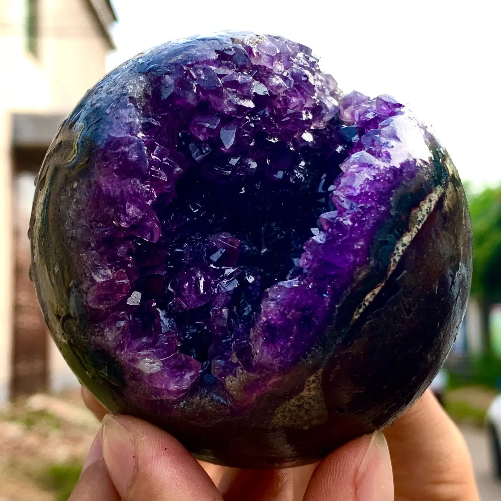 Natural Amethyst Geode Quartz Cluster, Crystal specimen Healing