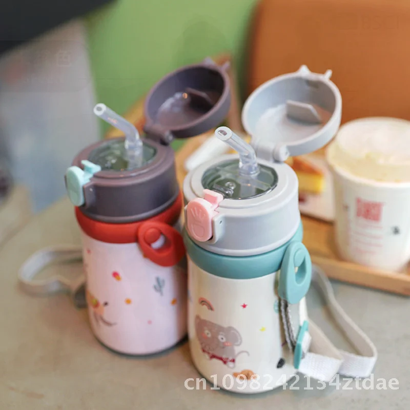 

Детский термос двойного назначения из нержавеющей стали 316, портативная изолированная бутылка для воды для детского сада с рисунком из мультфильма