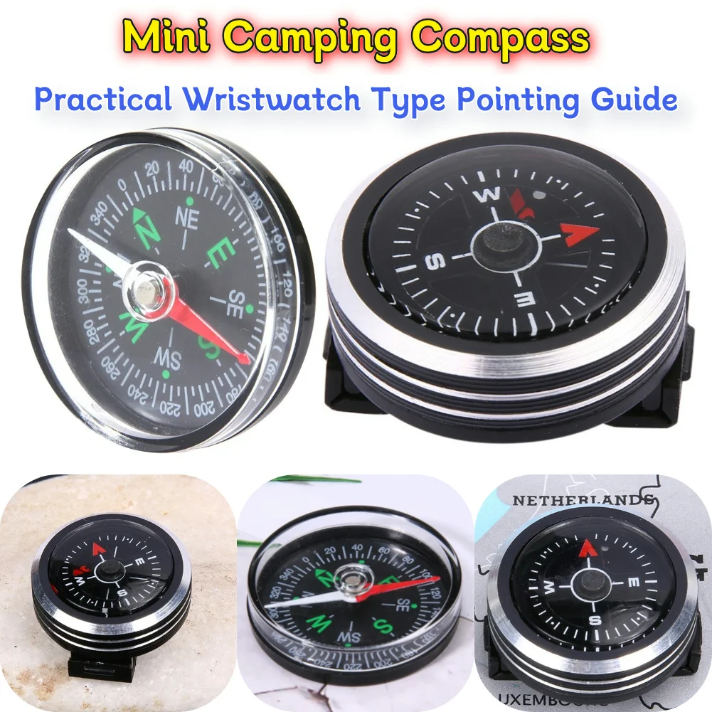 Mini Pocket Compasses Aluminum Alloy Wristwatch Type Navigation Compass Practical Detachable Survival Tool for Outdoor Hiking