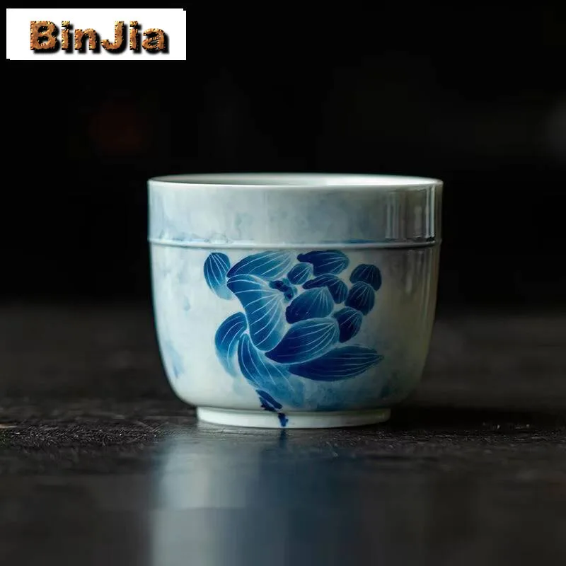 230ml Hand-painted Lotus Tea Washing Household Vintage Cup Wash Writing-brush Washer Ceremony Utensils Ware Basin Equipment