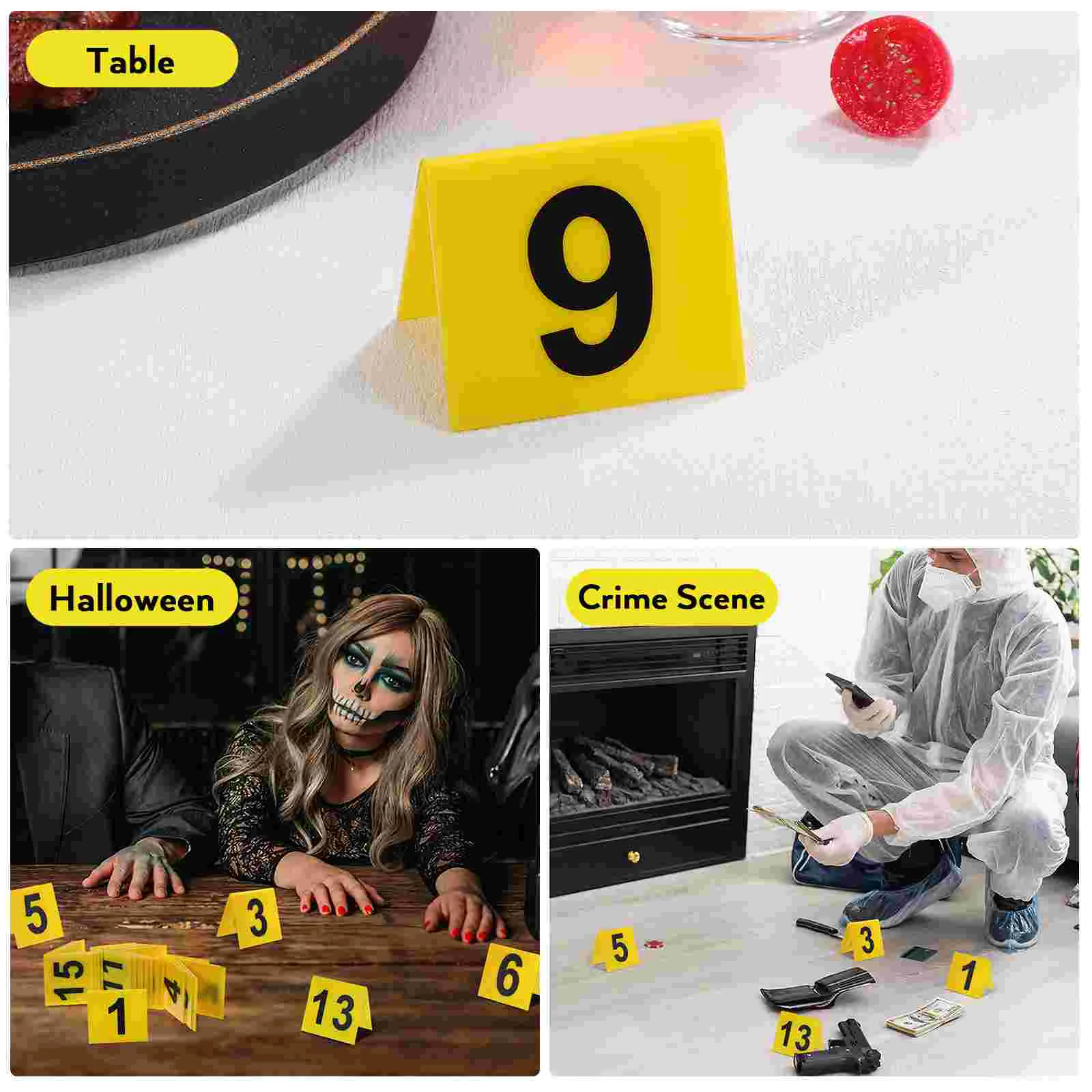 15 Pcs Number Plate Sign Double Sided Evidence Marker Table Numbers Sticker Game Supply Plastic Supplies Banquet Desktop