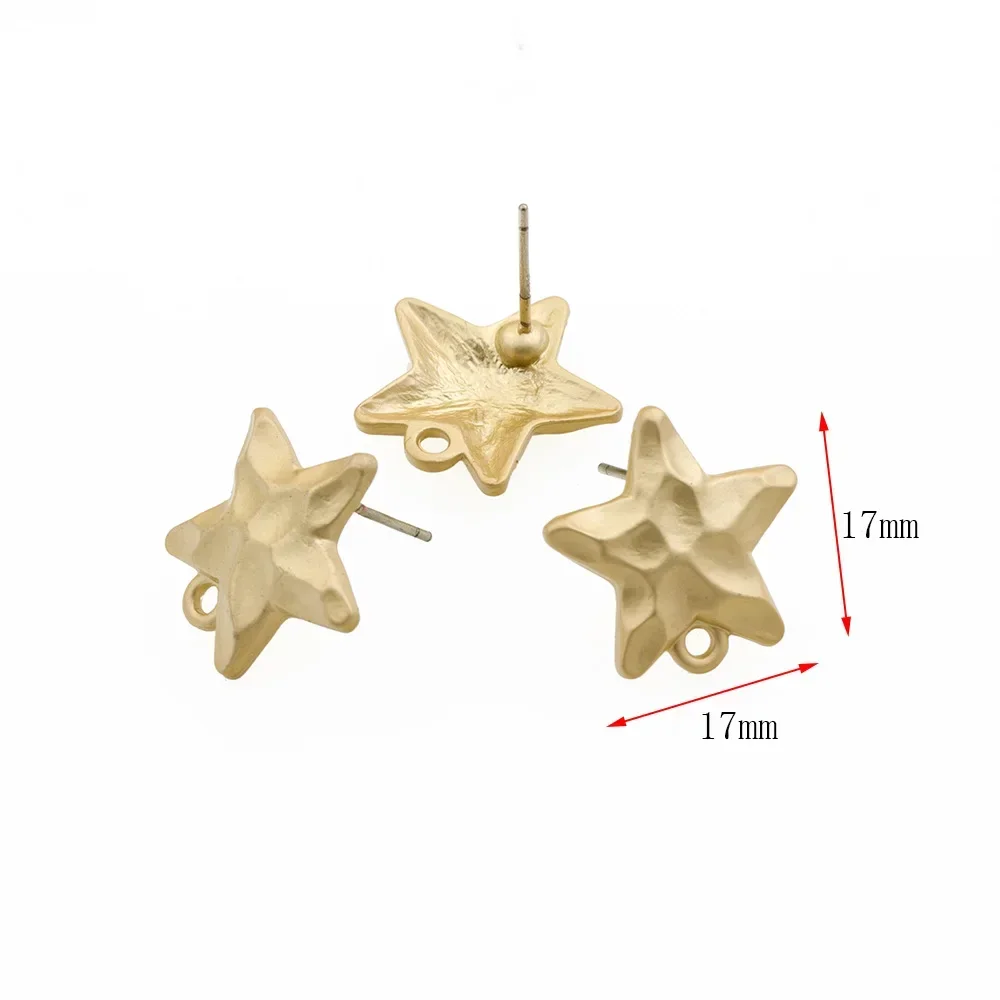 10Pcs DIY Earrings Setting Matt Golden Square Hollow Star Stud Earrings Connectors  Earrings Base for Jewelry Making Accessories