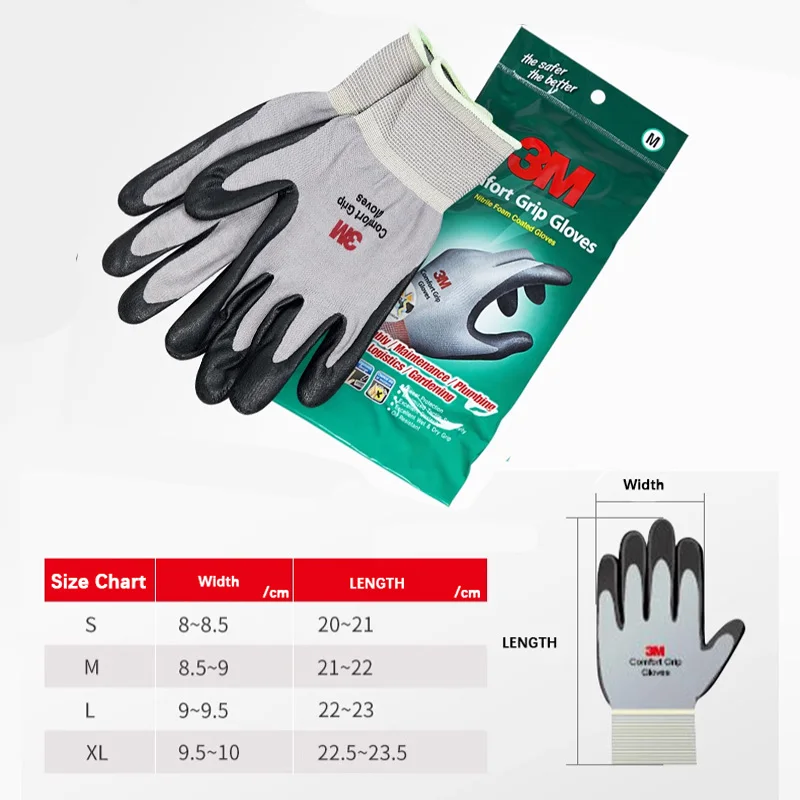3M Protective Gloves Wear-resistant and non-slip Work Gloves Nitrile Coated Industrial Gloves Safety Protection image 4