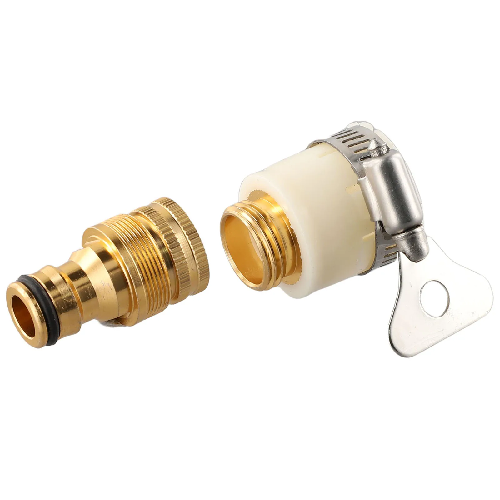 Aluminium Alloy Copper Plating 15-23mm Mixer Tap Connectors To Garden Water Hose Pipe Fitting Faucet Adapter White&Gold