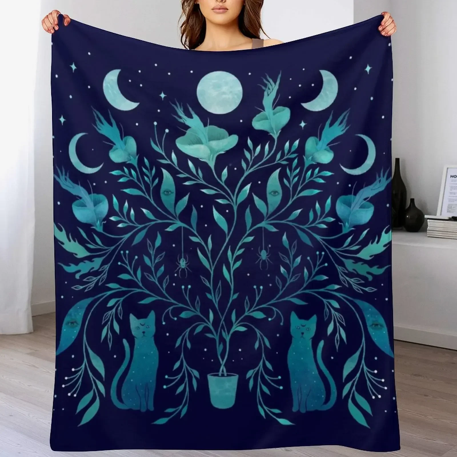 

Mystical Potted Plant Throw Blanket Shaggy Decorative Sofas Bed covers funny gift Blankets